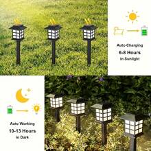 ⚡️ WIRE-FREE SOLAR LIGHTS ⚡️ 6/12 WATERPROOF YARD LIGHTS|AUTOMATIC LIGHT UP AND DOWN|10 HOURS OF ROMANTIC AMBIENCE|GARDEN LAWN PATIO GODS|DURABLE UPGRADE MODELS. - màu đen - Xem 4