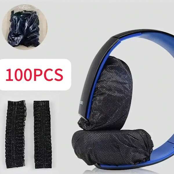 100 unidades de fundas desechables para auriculares - De tela no tejida, a prueba de polvo y sudor, compatibles con múltiples modelos (color y estilo aleatorios), ideales para juegos, hoteles y cafés