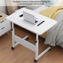 Computer Table Stand Adjustable Bedside Portable Study Mobile Laptop With Wheel - White - View 8