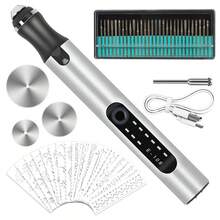 Electric Engraving Pen Tool Kit USB Rechargeable Engraver Etching Pen Mini Cordless Carve Tool For DIY Art Carving Glass Wood Metal Stone Plastic Nails Jewelry - Silver - View 1