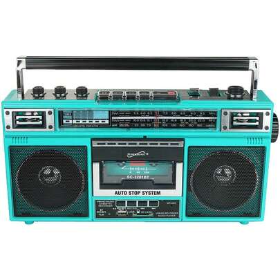  Supersonic SC3201BTRQ Retro 4-Band Radio And Cassette Player With Bluetooth - Teal