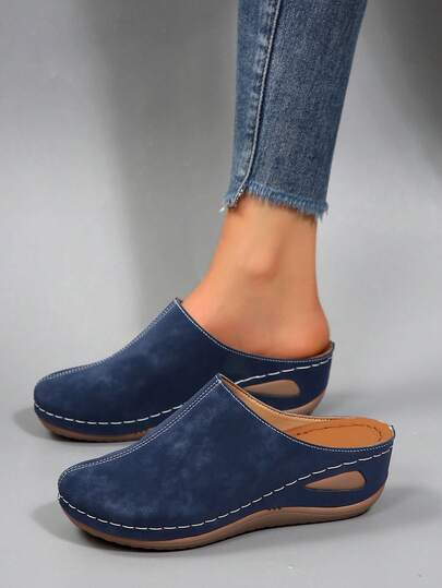 Elegantes zuecos de plataforma de moda para mujer, cómodos con suela blanda, ideales para primavera/otoño, aptos para el hogar, caminar y el transporte