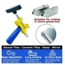 一套二合一玻璃瓷砖切割工具套装，包含手动金刚石瓷砖切割滚轮、高强度陶瓷切割器、瓷砖开槽器和建筑工具。[二合一瓷砖玻璃切割器] 集成切割刀片和破损钳，无需购买其他工具即可轻松完成项目，节省成本。 - 彩色 - 查看 12