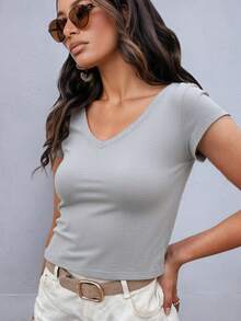 Women's Fashion T-Shirts - Elegant Summer Tees In 2-Pack And 3-Pack Options, Multiple Color Combinations For Stylish Outfits - 米白加灰 - 查看 5