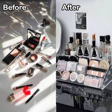 Caja de almacenamiento para esmalte de uñas, organizador de maquillaje, almacenamiento de cosméticos transparente y de fácil montaje en capas - 7 - Ver 8