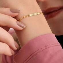 Personalized Mini Bar Name Bracelet 14K Gold And Pure Silver Custom Engraved Jewelry - Multicolor - View 5