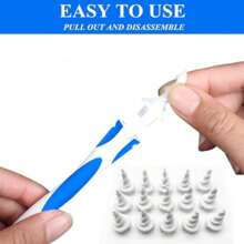 Herramienta en espiral para eliminar el cerumen del oído 2025Q, kit reutilizable para eliminación del cerumen del oído, limpiador de oído seguro con 16 piezas de repuesto suaves y flexibles, color azul