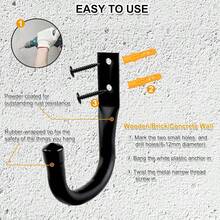 Garage Hooks Heavy Duty Steel Utility Garage Storage Hook 6 Pack Wall Mount Double Tool Hangers With AntiSlip Coating For Hanging And Organizing Ladder Bike Garden Tools Bulk Items