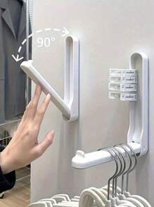 2PCS/1PC Hangers Save Space, Foldable Hanging Storage Device, Hanger Hook Organizer And Hanger Storage Rack That Can Accommodate Velvet/Wood/Plastic Hangers, Multi-Functional Non-Porous Storage Rack