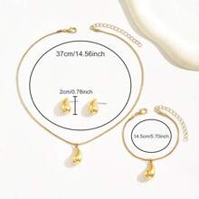4pcs/Set Women's Minimalist Metal Teardrop Necklace, Earrings, Bracelet Set, Versatile For Everyday/Work Wear
