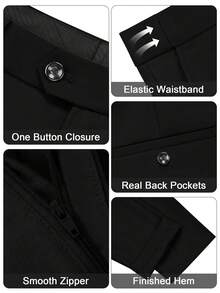 Mens 3 Piece Suit Slim Fit One Button Dress Tuxedo Men Suits Set Solid Color Wedding Classic Tuxedo Shawl Lapel Blazer Men Suits Set - 黑色 - 查看 5