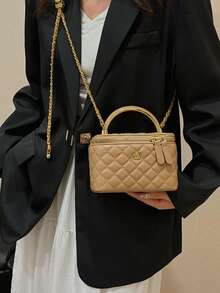 优质斜跨包，2025春夏新款小众设计菱格绗缝链条肩带水桶包 - 彩色 - 查看 5