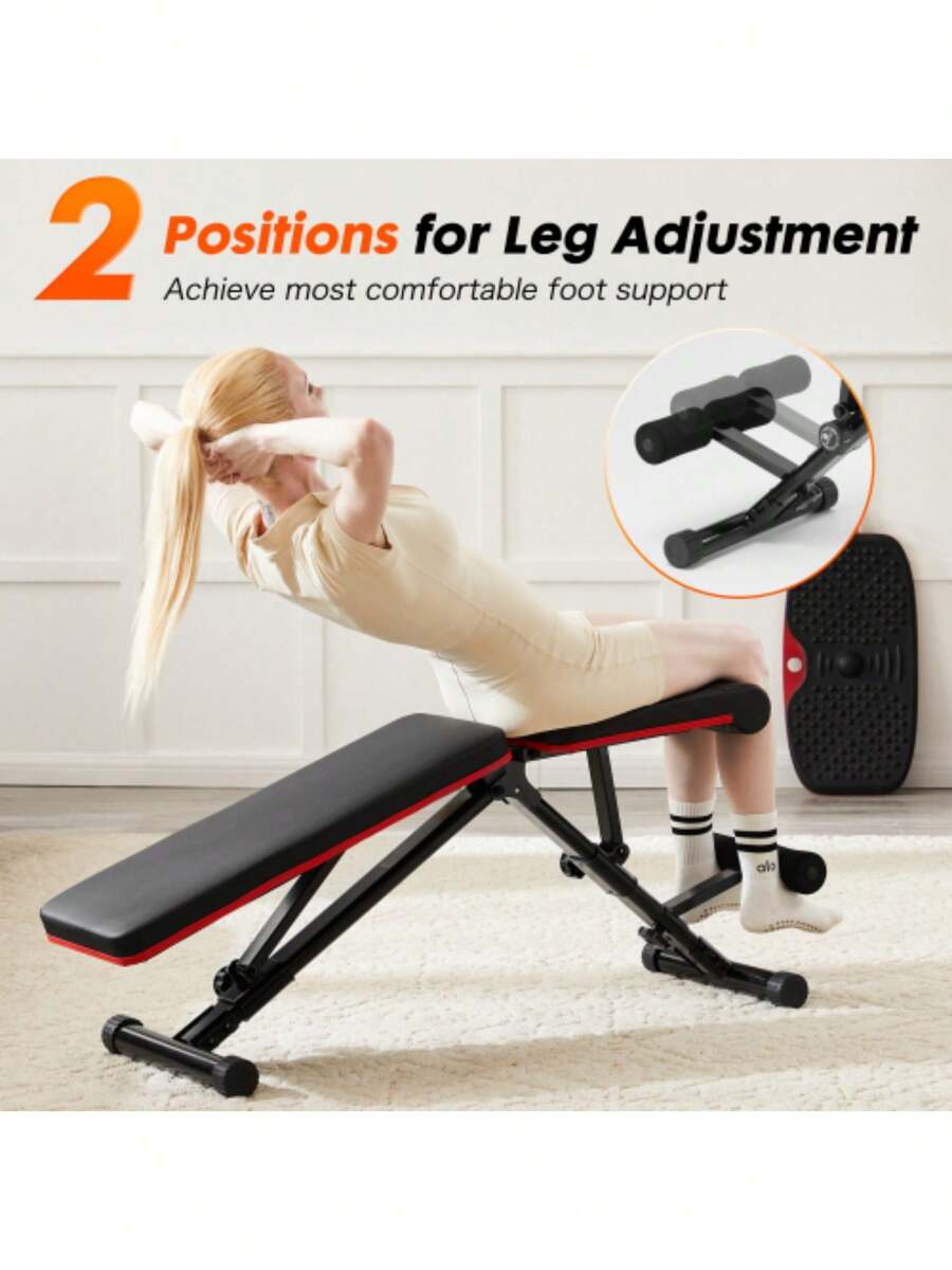 Adjustable Fitness Bench For Home Gym, Foldable Compression Bench For ...
