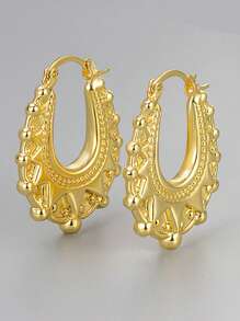 1 Pair Gold Plated Stainless Steel Vintage Crown Horseshoe Earrings Fashion Simple Non Fading Women's Earrings Can Be Given As A Gift To Friends, Colleagues And Mothers