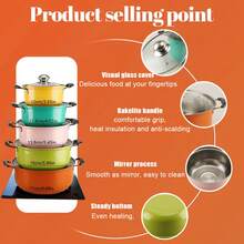 10-Piece Pot Set – Premium Stainless Steel Cookware Pots With Lids, Compatible With Electric, Induction, And Gas Stoves, Multicolor - 彩色 - 查看 5