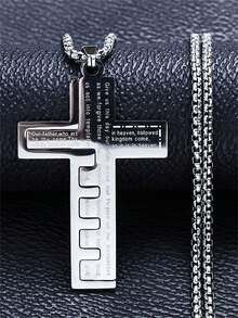 1PC New Cross Necklace For Men And Women Stainless Steel Gold Bible Prayer Men And Women Jewelry Party Gifts - Fashion - View 12