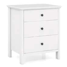 Bedside Table Compact Storage Chest Bedroom Nightstand With 3 Drawer-White - White - View 9