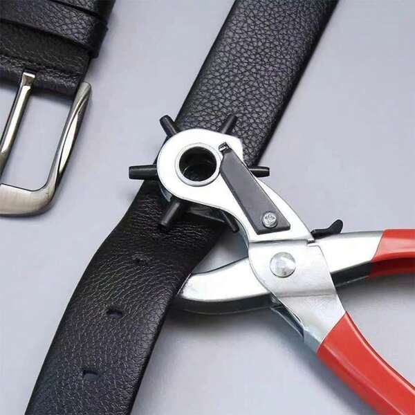 1pc Multifunctional Leather Hole Punch Tool, Heavy Duty Rotary Leather Belt Hole Punch For Belts, Watch Strap, Dog Collar, Saddle, Shoes, Fabric, DIY Home Or Craft Projects (Red)