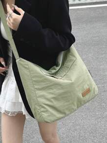 Bolso bandolera minimalista y casual de unicolor unisex con correa ajustable, ligero y portátil para universidad/aula, para chica, adolescente, chico y adolescente. Bolso bandolera de unicolor casual de nailon, bolso de hombro literario para la escuela, el trabajo, los viajes y la bolsa escolar
