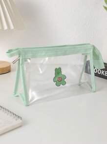 1 Stück Bären Muster transparente Federtasche, einfarbiges Reißverschluss personalisiertes Design Mäppchen, leicht und tragbar Kulturbeutel für Reisen, unverzichtbare Schulsachen für Schule und Schulzeit, Federmappe, Schultasche