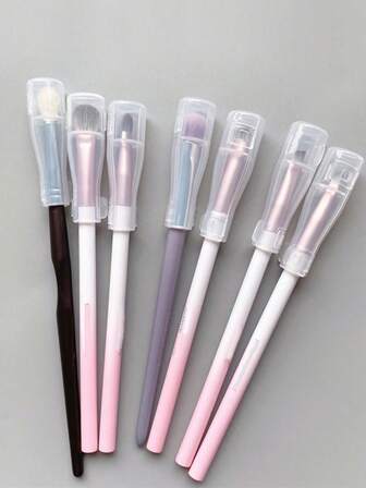 3/6 Pezzi - Set di scatole portaoggetti per pennelli trucco, frullatore per trucco in plastica, set di pennelli trucco, dispenser, copri pennelli trucco protettivi, porta pennelli trucco, accessori per cosmetici, custodia da viaggio, pennelli trucco riutilizzabili in plastica