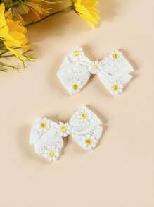 2 Stücke weiße Gänseblümchen Schleifen Baby Haarklammern, süße Accessoires für tägliche Frisuren von Neugeborenen und Kleinkindern