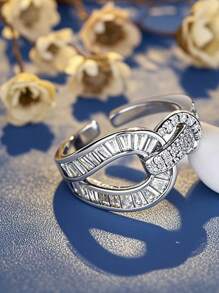 1 pieza Anillo de nueva moda con diseño de herradura en tono dorado, joyería lujosa de dedo abierto