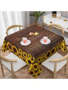 1 Miếng Hoa Hướng dương Và Nâu Gỗ In Polyester Chất xơ Khăn trải bàn Cho đám cưới , Trong nhà/Ngoài trời , Nhà hàng , Buổi tiệc , Dã ngoại , Nông thôn Phong cách Bìa bảng - màu nâu - Xem 4