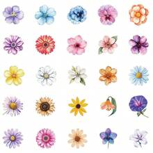 50张复古花卉贴纸，用于日记本吉他头盔装饰，不对称形状