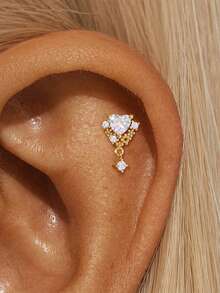 1 件不对称 925 纯银耳钉，女款，防过敏，平背耳钉，适合日常佩戴/派对/礼物，新娘首饰，精美珠宝 - 金色 - 查看 8