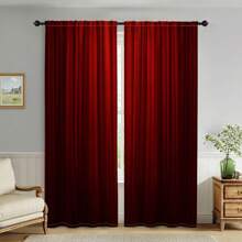 2pcs Elegant Red Gradient Sheer Curtains - Rod Pocket Design, Light-Filtering Polyester Fabric, Easy To Clean, Perfect For Bedroom & Living Room Decor, Room Decor Curtains Elegant Home Decor Lightfiltering Curtains, Curtains For Living Roo