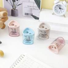 4pcs Kids Cartoon Simple Dual-Hole Pencil Sharpeners (Random Colors/Shapes), Creative Rotary Pencil Sharpener, Cute Pencil Shaver, Portable Stationery For Students Back To School