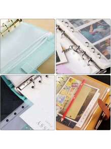 30/15/12pcs Adhesive Pocket A6 Clear Loose Leaf Odorless Waterproof 6 Hole Zipper Bags, Ticket/Cash Holder Pouch,Back To School,School Supplies