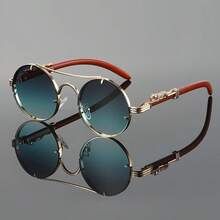 1 Pair Retro Leopard Head Decorative Fashion Glasses, Classic Unisex Metal Round Frame Eyeglasses - Multicolor - View 10