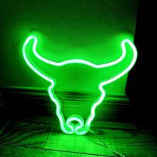 1 件霓虹牛头标志装饰灯，LED 霓虹灯电池或 USB 供电，家居装饰、派对装饰、庭院装饰、酒吧、露营、生日、求婚、周年纪念、游戏室、情人节、母亲节、圣诞节和其他节日装饰和礼物 - 白色 - 查看 16