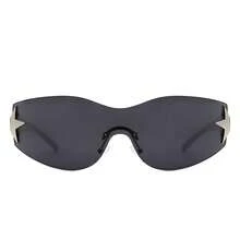 1pc Frameless Sleek Retro Y2K Style Fashion Sunglasses, Wrap-Around Sporty Rimless Women Shades, Glasses For Festival, Outdoor, Travel, Summer, Beach Accessories - 白色 - 查看 1
