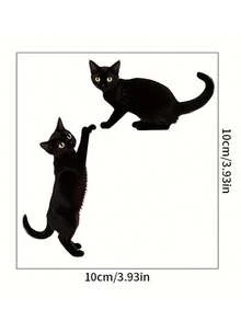 1 件精美两只黑猫贴纸耐用防水防尘 PVC 贴纸自粘易撕适用于装饰贴纸卧室书房客厅浴室家居装饰让您的生活焕然一新节日装饰贴纸生日毕业礼物墙贴房间装饰墙面装饰墙贴个性贴纸 - 彩色 - 查看 2