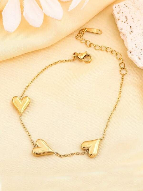 Brazalete de moda chapado en oro de 18K con diseños de corazón y durazno, elegante, último diseño
