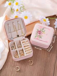 1 件白色玫瑰字母珠宝盒时尚旅行珠宝盒，个性化礼物 - 粉色旅行珠宝盒女士生日礼物青少年女孩圣诞礼物首字母旅行珠宝盒 A-Z - Rose Alphabet - 查看 26