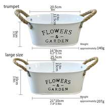 White Oval Flower Pots Metal Iron Planter For Railing Fence Balcony Garden Home Decoration