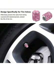 4pcs/Set Sparkling Tire Valve Caps, Handmade Crystal Tire Caps, Universal Car Tire Valve Caps With Shiny Rhinestones For Cars, SUVs, Motorcycles, Bicycles, Trucks