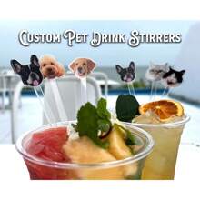 10/20 Pcs Custom Pet Drink Stirrers, Personalized Pet-Themed Stirrers, Unique Gift For Pet Lovers, Add Your Pet Photo, Cocktail & Coffee Accessories