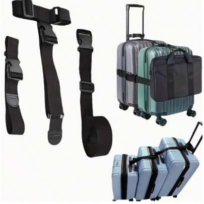 1 pieza Correa de equipaje resistente con hebilla ajustable - Correas de sujeción para equipaje y motocicleta, correas de equipaje ajustables con múltiples sujeciones de equipaje, correas de embalaje, sujeciones de equipaje, equipaje, diseño antirrobo, perfecto para viajes de negocios, mudanzas y protección de equipaje facturado en el aeropuerto | Hebilla ajustable | Material duradero