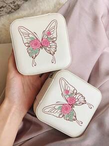 1pc Jewelry Box, Large Capacity Jewelry Storage Box, Jewelry Organizer Box, Miniature Jewelry Case, Jewelry Savings Box, Portable Travel Jewelry Box, Makeup Box, Various Jewelry Boxes,Simple Travel & Home Jewelry Box For Women Storage Organizer Travel Essentials Back To School Dormitory Storage
