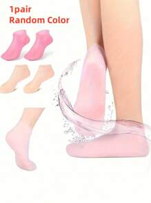 Soothing Moisturizing Silicone Socks,Silicone Skin Care Footmuffs Moisturizing Foot Socks Anti-Cracking Softening Callus Cuticle Foot Cover Foot Mask Massage Moisturizing Foot Care Socks,Highly Absorbent Stretch Stockings, Reusable Aloe Vera Socks, Overnight Spa Socks, Non-Slip Gel High Heels (For Men And Women With Dry Skin, Rough Feet), Home Foot Care, To Use With Your Favorite Lotions And Creams(Random Color)
