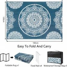 Famibay Outdoor Rug Waterproof Plastic Straw Garden Rugs Reversible Outdoor Rug 120 X 180 Cm Patio Carpet UV Resistant Portable Indoor Area Rug For RV Balcony Picnic Grey - Blue - View 2