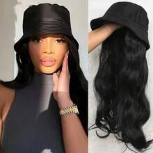 22-Inch Body Wave Synthetic Hat Wig With Cap - High-Temperature Fiber, Closed Network Cap, Easy To Wear For Women And Girls, Black, Heat-Resistant Wig | Natural Appearance | Durable WiHalloween - Multicolor - View 2