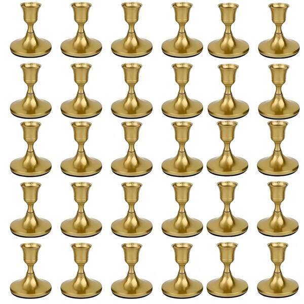 30/6/2pcs Brass/Black Metal Candle Holders, Centerpiece Decorations For Dining Tables, Wedding Celebrations, Party Tables, Romantic Dinner Tables