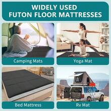Futon Mattr Japanese Floor Mattr Thicken Foldable Bed Mattr Roll Up Mattr Topper Sping Pad Tatami Mat Floor Lounger Guest Bed For Camping Couch Car Black Single - Black - View 5