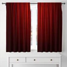 2pcs Elegant Red Gradient Sheer Curtains - Rod Pocket Design, Light-Filtering Polyester Fabric, Easy To Clean, Perfect For Bedroom & Living Room Decor, Room Decor Curtains Elegant Home Decor Lightfiltering Curtains, Curtains For Living Roo